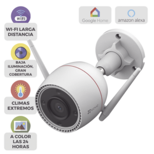 Cámara Wi-Fi / 5 Megapixel (3k) / Detección IA Personas-Vehiculos / Visión Nocturna Color / Audio Bidireccional / Alarma con Luz y Sirena / Reconocimiento por Gestos / IP67