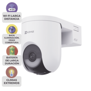 Cámara IP PT Con Batería / Wi-Fi 6 + 4G LTE / 2K+ (4megapixel) / IP65 / Detección IA Persona-Vehiculo / Visión Nocturna Color / Compatible con Panel Solar CSPSP8