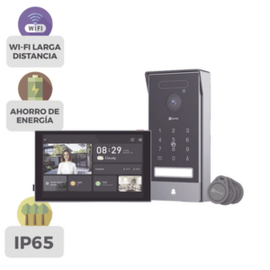 Video Portero Conexión a 2 Hilos Entre Monitor y Frente de Calle / Wi-Fi 6 Dual Band 2.4 y 5GHz con Cámara 4K / Reconocimiento de Venas de Palma / Reconocimiento Facial / Visión Nocturna en Color / IP65 Exterior Con Protección