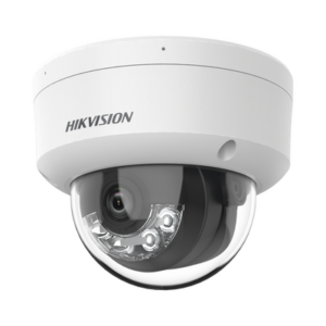 Domo IP 4 Megapixel / Lente 2.8 mm / Dual Light (30 mts IR + 30 mts Luz Blanca) / Micrófono Integrado / Antivandálico IK08 / Motion Detection 2.0 / Exterior IP67 / H.265 / PoE / ONVIF / Micro SD