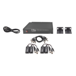 Kit de 4 canales de para transmisión de ALIMENTACION ( de 36 Vcc a 12Vcc ) y VIDEO (HD-TVI) a distancias de hasta 250 mts.