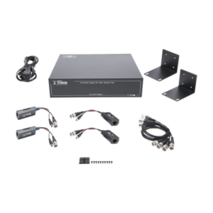 Kit de TRANSCEPTOR ACTIVO DE 4 CANALES / VIDEO+PODER en un solo Cable UTP / 150 metros en 4K, 200 metros en 5 MP/ Envía 36 Vcc y Recibe 12 Vcc / TODO INCLUIDO PARA RACK / Compatible con cámaras HD-TVI/CVI/AHD/CVBS / INSTALACIÓN LIMPIA