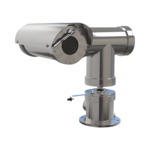 Camara IP PTZ antiexplosion 2MP, 32X, IP68, WiseStream II / con wiper / acero inoxidable / conexion de fibra optica