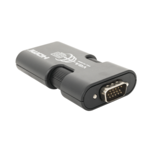 MINI Adaptador de VGA a HDMI / Resolución 1920x1080 @ 60Hz / Jack de audio de 3.5mm / Soporta alimentacion por Micro USB