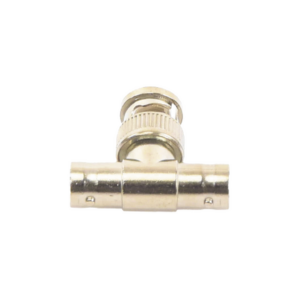 Adaptador en T para 75 Ohm de Conector BNC Macho a Doble BNC Hembra, Níquel/ Oro/ Teflón.