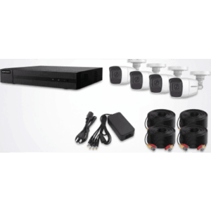 (MICRÓFONO Integrado) Kit TurboHD 1080p Lite / DVR 4 canales / Audio por Coaxitron / 4 Cámaras Bala de Metal con Micrófono Integrado