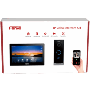 Kit Videoportero IP / Estación Interior i504W + Frente de Calle i60 / Pantalla Táctil 7" HD / Videollamadas H.264/H.265 / Wi-Fi Dual Band / PoE / App Fanvil Link / ONVIF / 10,000 Tarjetas RFID