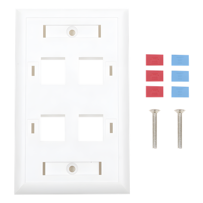 Placa de Pared Keystone / 4 Puertos / Espacio para Etiqueta / UL 94V-0 / 70 x 115mm (2.75' x 4.52') - Imagen 2