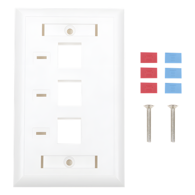 Placa de Pared / 3 Puertos Keystone / Espacio para Etiqueta / 70 x 115 mm / 2.75 x 4.52 in / Blanco - Imagen 2