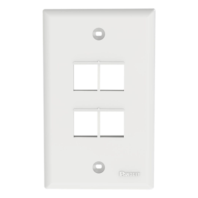 Placa de Pared Vertical / 4 Puertos Keystone / Montaje Vertical / 69.8 x 114.3 mm / 2.75 x 4.5 pulg. / ABS / Blanco - Imagen 2