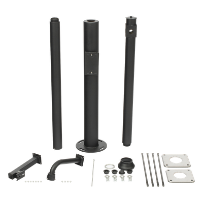 Poste Seccionado para Cámara PTZ / 3 m (9.8 ft) de Altura / 3 Secciones de 1 m / Base de Cimentación 330 mm / Soporte PTZ 48.5 mm / Sellos Impermeables / Color Negro - Imagen 2