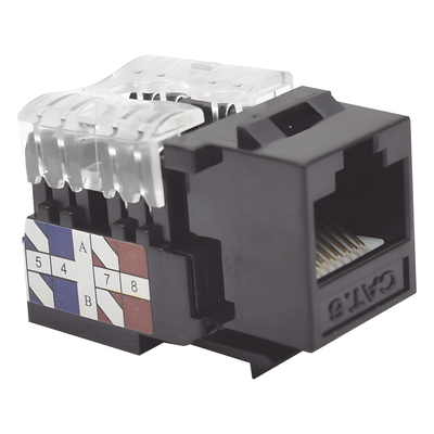 Módulo Jack Keystone / Cat6 / Terminación 110 Punchdown / RJ45 Sin Blindaje / T568A-B / Color Negro - Imagen 2