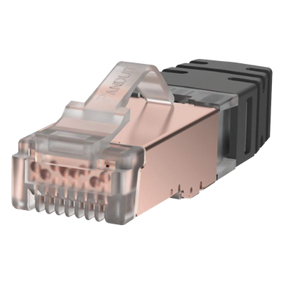 Plug RJ45 Blindado / Cat6A / 8P8C / 23-24 AWG / 50 µm Oro / 100 Piezas - Imagen 3