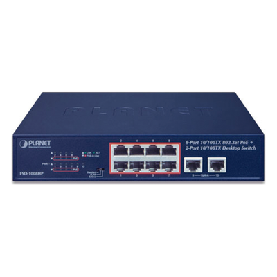 Switch de Escritorio / 8 Puertos 10/100TX PoE+ / 2 Puertos 10/100TX / 120W PoE Budget / Alcance Extendido 250m (820 pies) - Imagen 3