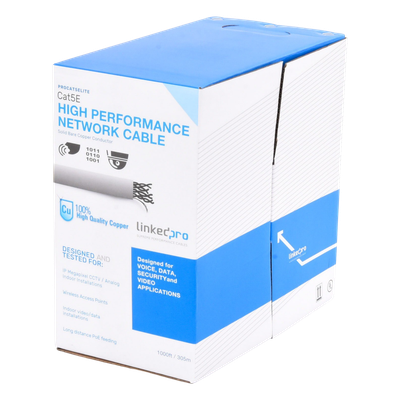 Bobina de Cable / Cat5e / 24 AWG / 305 m (1000 ft) / UL / Gris / Interior / PoE / Videovigilancia - Imagen 2